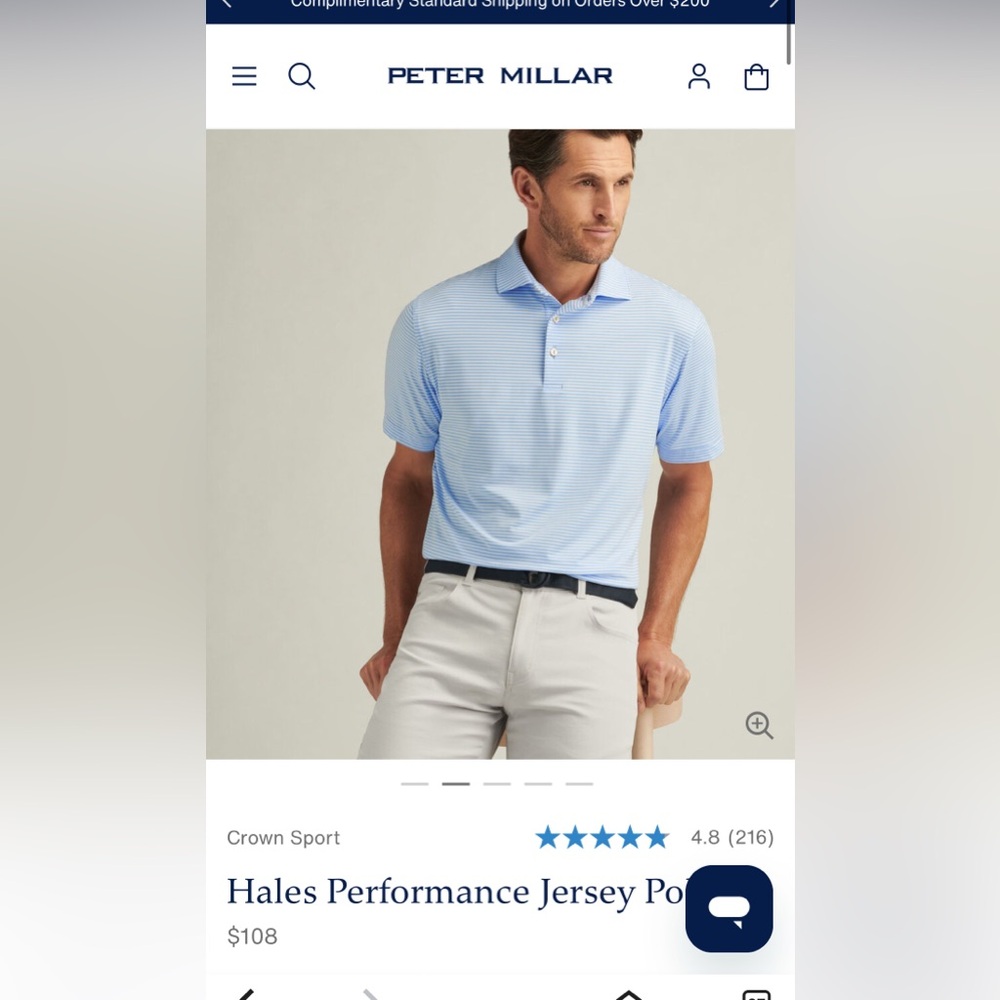 Peter Millar Summer Comfort Polo Size XL
Men’s blue & white striped